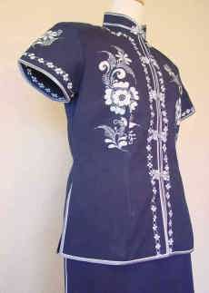 藍染めチャイナドレス。　人気の逸品です。蘇州専門の中国雑貨ショップ　蘇州屋